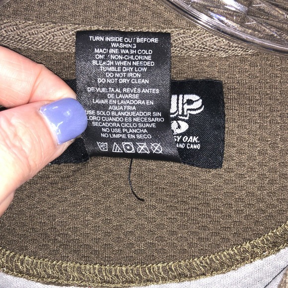 Mossy Oak Break-Up Infinity Mens Green Camo Outdoors Half Zip Jacket Shirt Large - Picture 4 of 16